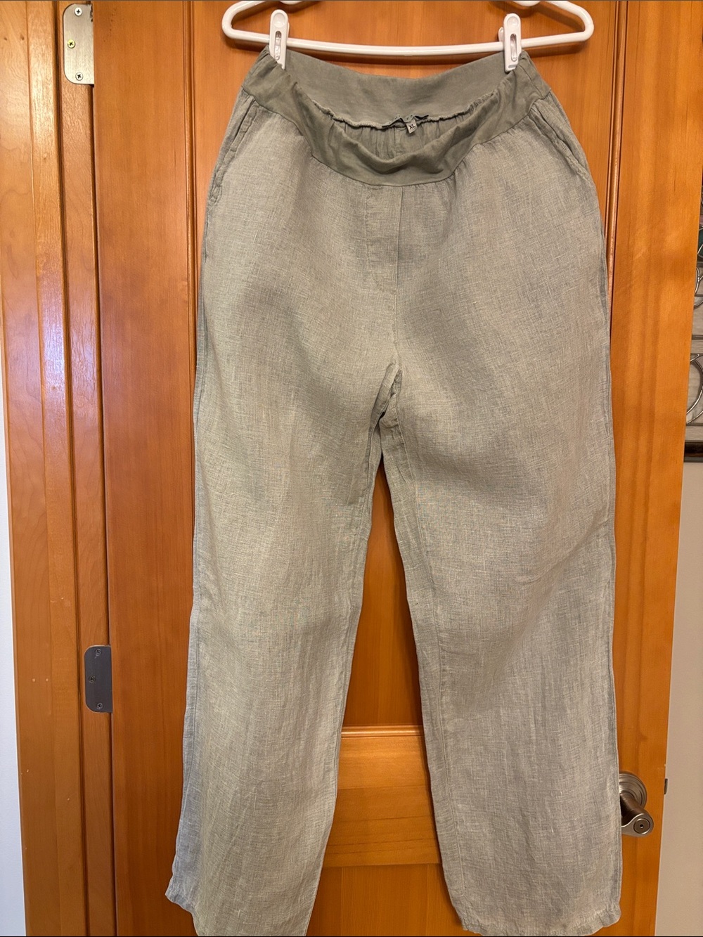 Tempo Paris Relaxed Wide-Leg Linen Pants in Light Sage